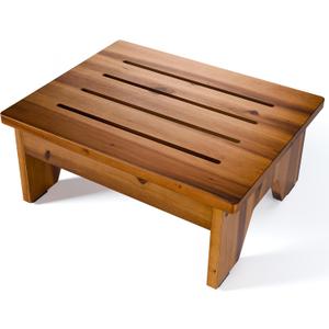 Holana 6" Acacia Wood One Step Stool for Adults - 300 Lbs Wooden Step Stools Heavy Duty for High Bed Riser, Bathroom, Bedroom - Small Stepping Stool for Elderly, Seniors, Kids, Handicap Use Indoor