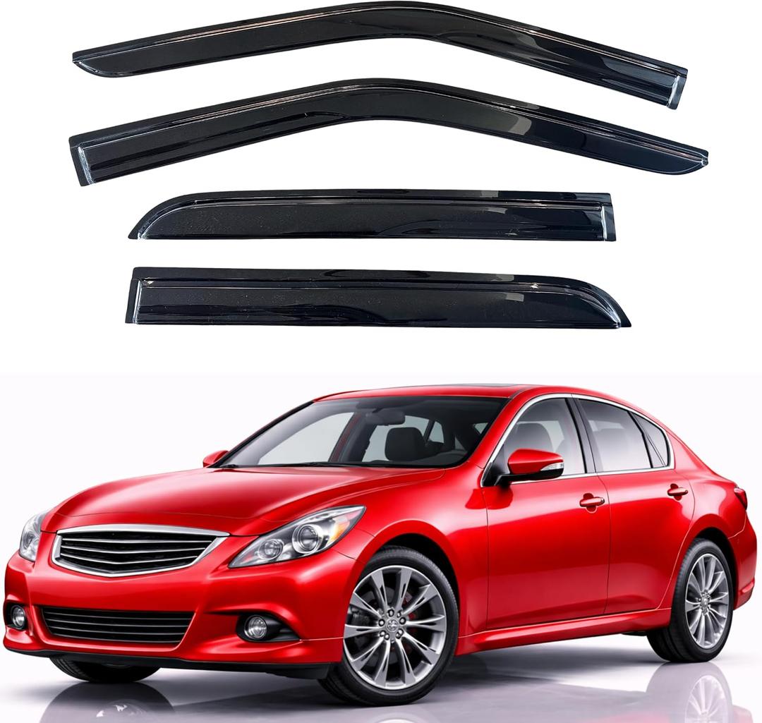 KPY Rain Guards Fit for 2007-2015 Infiniti G35 G37 G25 Q40, Out-Channel Window Visors Vent Wind Deflectors 4PC, Car Accessories for 07-15 Infiniti G35 G37 G25 Q40