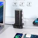 Power Strip Tower with Multiple Outlets, Flat Plug Surge Protector Tower Extension Cord with 12 AC Outlets 4 USB Ports (2 USB C), 15FT Cord Power Tower Surge Protector for Home Office Dorm Room, Black
