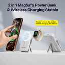 Magnetic Portable Charger Built-in Cables,10000mAh Fast Charging Wireless Charger Station External Battery Pack Slim Pocket Size Power Bank with Stand Compatible with iWatch, iPhone