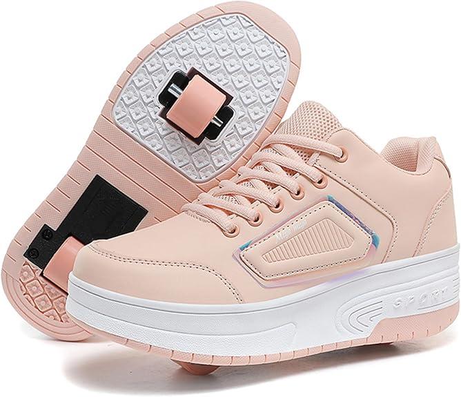 Kids Roller Skate Shoes with Detachable Wheels Roller Sneakers for Boys Girls Deformation Wheeled Shoes, Size 36