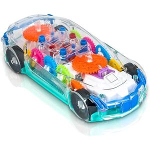 ZHFUYS Light Up Transparent Car Toy for Kids, Sensory Toys for Kid, Toy Car with Colorful Moving Gears, Fun Educational Toy for Kids, Birthday Gifts Idea for Boys Girls