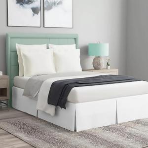 Magic Bed Skirt King Size 21 Inch Drop 100% Cotton Blend No Mattress Lifter Wrap Around Bed Skirt with Pleated Split Corners - Color White