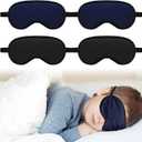 Sintege 4 Pcs Silk Eye Mask for Sleeping Kids Soft Eye Cover with Adjustable Strap Blindfold for Kids Boys Girls Christmas Travel Gift Nap Shade Blocking Light(Black, Navy Blue)