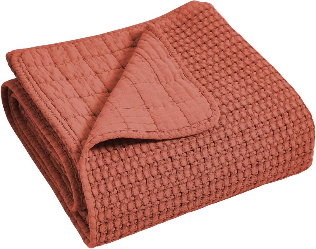 Levtex Home - Mills Waffle - Throw - Adobe Cotton Waffle - Throw Size 50 x 60in.