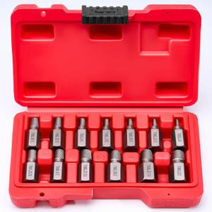 13-Piece Screw Extractor Set, Multi-Spline Easy-Out Bolt Extractor Kit, Chrome Molybdenum Steel Tool for Stripped, Rusted & Broken Bolts, Screws & Nuts Removal