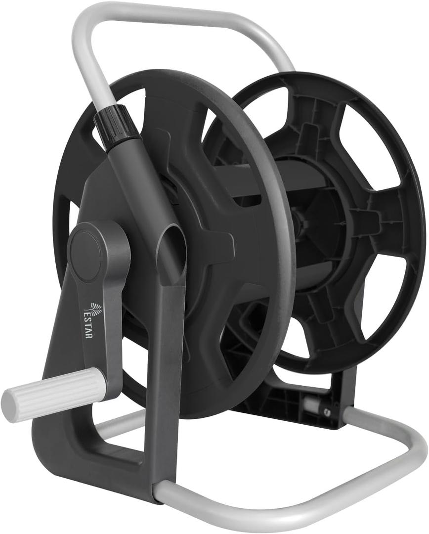 Garden Water Hose Reel Cart,Holds 50-80 Ft of 5/8 Inch Hose, Portable Hose Pipe Holder for Outside (Black)