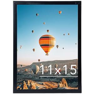JCJMY 11x15 Inch Picture Frame, Horizontal and Vertical Formats for Wall Hanging, 11 x 15 Wall Gallery Poster Photo Frame with Shatter Resistant Plexiglass, Black