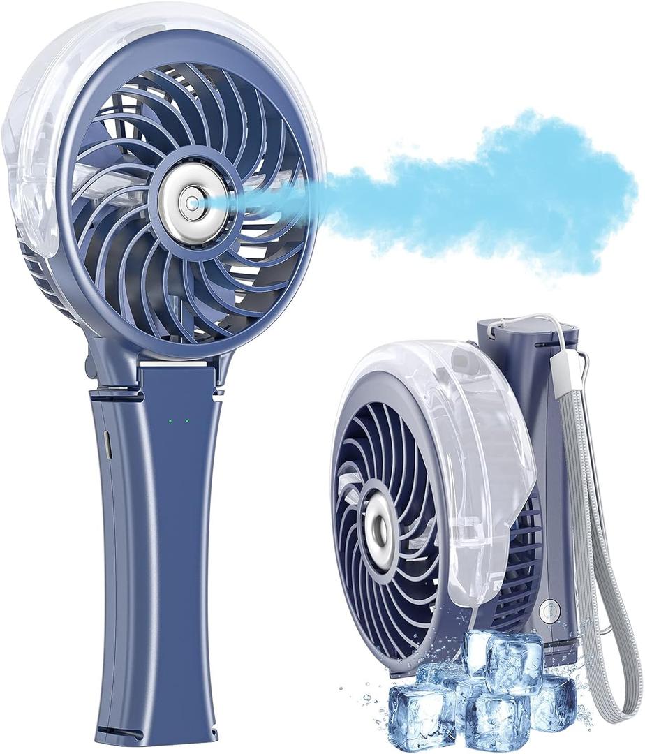 HandFan Portable Misting Fan with 34ml Water Tank, Handheld Personal Mister Fan Rechargeable, Battery Operated Spray Water Mist Fan, Mini Cooling Fans for Makeup, Travel, Outdoors, Disney(Royal Blue)