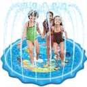 Mademax Upgraded 79" Splash Pad, Sprinkler & Splash Play Mat, Inflatable Summer Outdoor Sprinkler Pad Water Toys Fun for Children, Infants, Toddlers, Boys, Girls and Kids (Blue)