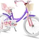 JOYSTAR Unicorn Kids Bike for Girls Ages 2-9 Years Old, 12 14 16 18 Inch Kids Bike with Training Wheels, Doll Seat, Streamers and Basket, Toddler Girl Bicycle, Multiple Colors