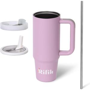 Cup with Lid and Straw, Tumbler with Handle, Travel Mugs, Stainless Steel Cup, Insulated Water Bottle, Insulated Travel Coffee Mugs, Cup with Straw, Coffee Mugs with Lids (PURPLE, 30 OZ) (Marrakech Mauve)