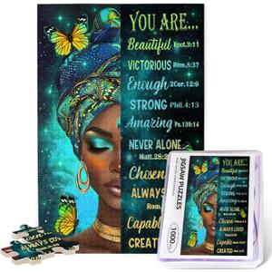 African American Jigsaw Puzzles for Adults 1000 Pieces Black Woman Painting Wooden Jigsaw Puzzle Colorful You are Inspirational Puzzle Black Queen Puzzles for Family Friends Home Decor