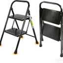 Valeo 2 Step Ladder, Step Stool with Wide Anti-Slip Pedal, 330 lbs Capacity,Step Ladder Folding Step Stool for Adults, Lightweight Steel Portable ladders for Home Kitchen & Office,Black