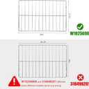 Upgraded W10256908 Oven Rack Replacement 24" x 15.7" for Whirlpool Maytag Kenmore Kitchenaid Oven Racks WPW10256908 Oven Wire Racks Baking Rack 304 Stainless Steel, 24" wide X 16" deep