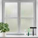 Deep Dream Reeded Glass Window Privacy Film, Frosted Glass Film, Removable 3D Decorative Decals Non Adhesive, Anti-Glare Static Cling Vinyl for Bathroom Living Room, 17.5" x 78.7"