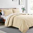 Love's cabin California King Size Quilt Bedding Set Camel Bedspreads - Cal King Summer Lightweight Bedspread Comforter - Coin Pattern Coverlet for All Season - 3 Pieces (1 Quilt, 2 Pillow Shams)