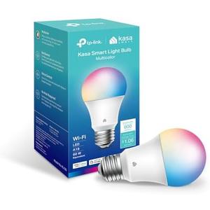 New Kasa Smart Bulb, Full Color Changing Dimmable Smart WiFi Light Bulb Compatible with Alexa and Google Home, A19, 9W 800 Lumens,2.4Ghz only, No Hub Required, 1-Pack (KL125), Multicolor