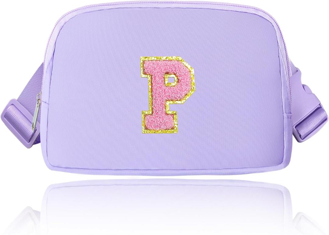 Janhavi Fanny Packs for Girls,Fanny Pack Letter,Personalized Gifts for Women, Girl, Wife, Mother-in-Law, Mini Waist Pack with Adjustable Strap for gift ideas, Birthday Gift, s,-Lavender P