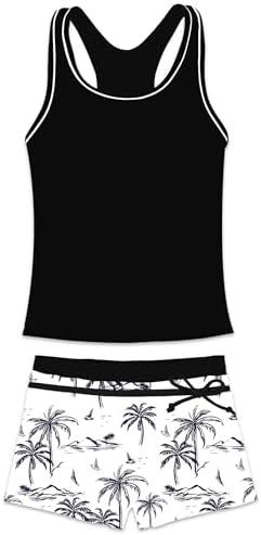 PROALLO Little Girls' Summer Swimwear Two Piece Boyshort Tankini Kids Swimsuit 3XL Kids, Back and White  PROALLO Little Girls' Summer Swimwear Two Piece Boyshort Tankini Kids Swimsuit 3XL Kids, Back and White