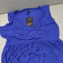 WOOSEA Women Sleeveless Deep V Neck Sexy Mesh Loose Maxi Casual Long Dress Royal Blue XXL