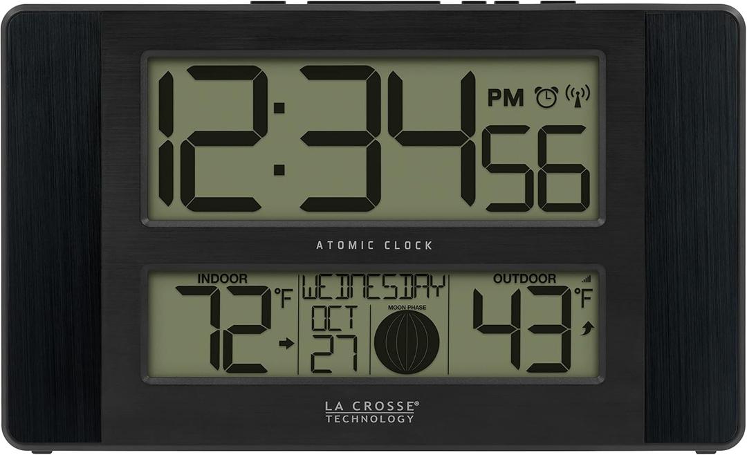La Crosse Technology Atomic Digital Wall/Table Clock, 11.1" x 6.5" (513-1417BS)
