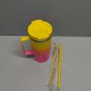 BJPKPK Insulated Tumbler with Handle, 18oz Insulated Tumblers with Lid and Straw, Stainless Steel Metal Water Bottles, Coffee Travel Mugs, Cups, Pink & Yellow Rose