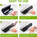 Food Sealer Vacuum Sealer-Tempered Glass Stainless Steel panel, LED Touch Control, Digital Display, Pulse/Moist/Dry/Seal/External Suction Modes, Includes 30 Vacuum Bags & Built-in Cutter (Black Gray)