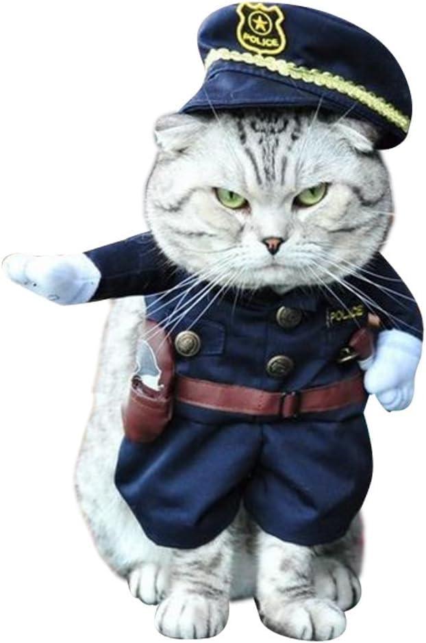 NACOCO Halloween Pet Policeman Costume - Dog and Cat Funny Clothes Outfit Apparel for Small Medium and Large Dogs (Navy Blue, M)