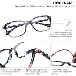 VisionGlobal Blue Light Blocking Glasses for Women, Anti Eyestrain, Computer Reading, TV Glasses, Stylish Square Frame, Anti Glare(+2.00 Magnification) (01_nola_pink)