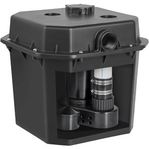 VEVOR Utility Sink Pump, 1/3 HP, 120-Volt, 2900 GPH Flow, 25 ft Head, Under-Sink Sump Pump System with 6 Gallon Basin, for Automatic Utility/Laundry, Drain Pump with 1-1/2" NPT Outlet, Black