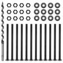 SPARKWHIZ 1/2 in. x 8 in. Carriage Bolt Kit Includes 12 Bolts, 12 Washers, and 12 Nuts+1/2-Inch x 12-Inch Auger Drill Bit, Hex Shank 3/8-Inch