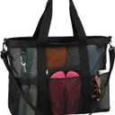 Mesh Beach Bag - Large Beach Tote Bag with Multiple Pockets for Family Beach Bag for Toys & Vacation Essentials (Extra Large - Black)