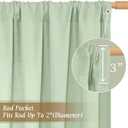 LAMIT 48 Inch Length Linen Curtains 2 Panels, Light Green Soft Faux Linen Light Filtering Panels Rod Pocket Boho Neutral Drapes for Short Windows/Cafe, 42 x 48 Inch