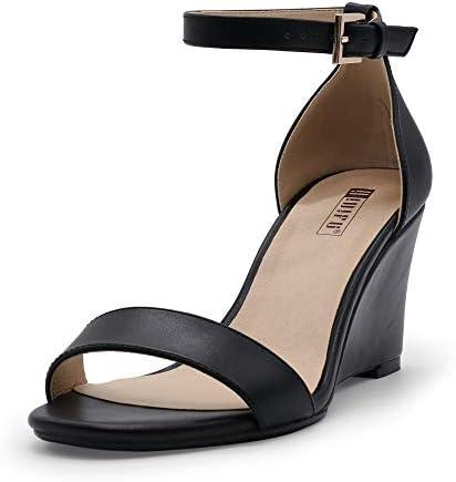 IDIFU Women's Classic Wedge Heels Sandals 3 Inch Ankle Strap Open Toe Evening Dress Wedding Shoes, Size 8,5