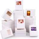 PINKXHY 100 PCS Mini Kraft Paper Box with Square Window Soap Packaging Boxes Craft Cardboard Present Container for Homemade Soap Favor Treat Bakery Candy, 3.5 x 2.6 x 1.2 Inch (White)