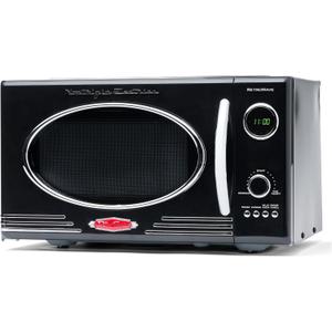 Nostalgia Retro Countertop Microwave Oven - Large 800-Watt - 0.9 cu ft - 12 Pre-Programmed Cooking Settings - Digital Clock - Kitchen Appliances - Black