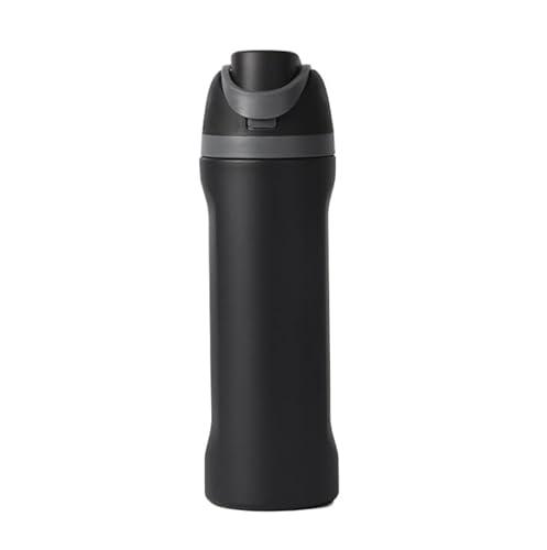 24oz Thermal Flask for Coffee & Hot Water, Vacuum Insulated Stainless Steel Water Bottle, Leak-Proof with Handle for Travel, Office, Commute, 5 Colors (Black)