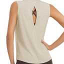 baleaf Women's Open Back Yoga Top Sleeveless Shirt UPF50+ Heather Khaki 3XL (XXXL)