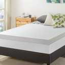 Best Price Mattress Mellow 4 Inch Memory Foam Mattress Topper with Cover, Calming Green Tea Infusion, Short Queen