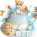 Baby Shower Cake Topper for Boy Bear Theme We Can Barely Wait Decorations Adorable Baby Boy Shower Cake Decorations with Bear Topper for Gender Reveal Newborn Celebration