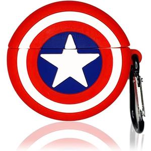 2 x Cute Case Cover Compatible with AirPods 3rd with Carabiner Keychain Hook,Funny Unique 3D Soft Silicone Shockproof Protective Skin Case Cover for Airpod 3rd Case-Shield