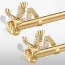 Gold Decorative Curtain Rods for Windows:18-45" Adjustable Farmhouse Curtain Rod for Bedroom Living Room,Heavy Duty Rustic Drapery Rods with Vintage Eagle Finial Easy Install,Brass Gold 2 Pack