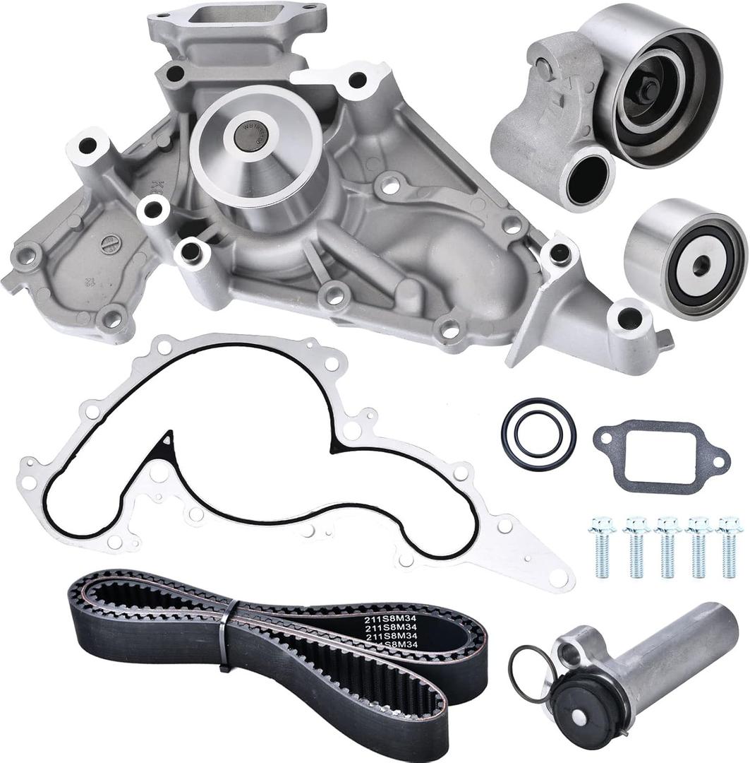 Timing Belt Kit with Water Pump Compatible with 2002-2010 Toyota Tundra Sequoia Land Cruiser 4Runner Lexus SC430 GX470 LX470 LS430 GS430 4.3L 4.7L V8 Engine Replaces # TKT021 TCKWP298