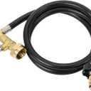 ATKKE 48‘’ Propane Refill Adapter Hose for POL Type 1LB Tank Bottle Adapter, Gas Refill Extension Hose Connector with ON/OFF Control Valve 350PSI High Pressure Camping Grill, 4FT
