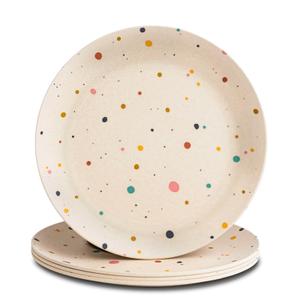 4 x Nook Theory 4 Pack Reusable Bamboo Plates - Non-Toxic Toddler and Kids Plate, Dishwasher Safe, Not Microwavable Dinnerware (Pop 10")