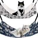 Cat Hammock for Cage Hanging Reversible 2Pack,Pet Hammock Bed Adjustable,Soft Sleeping Hammock for Cats,Ferret,Puppy,Rabbits,Small Animals (M, CAT)