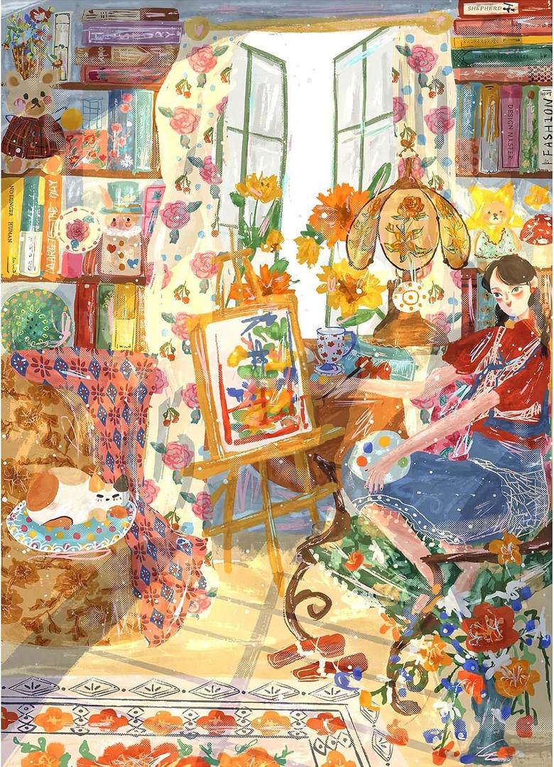 500 Piece Jigsaw Puzzles for Adults, Artist's Studio Puzzle with HD Poster, Precise Interlocking Dust-Free, Home Decor, Family Games, Holiday Party Gift, 19.3x 13.7in
