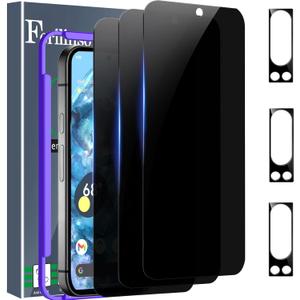 Ferilinso 3 Pack Privacy Screen Protector for Google Pixel 8 Pro with 3 Pack Tempered Glass Camera Lens Protector Phone Case Friendly Accessories Protector de Pantalla for Google Pixel 8 Pro