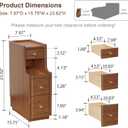 Narrow Nightstand with 3 Drawers,Solid Wood Narrow Bedside Table Walnut, Modern Skinny Nightstand for Bedroom(Fully Assembly), 15.75"D x 7.87"W x 23.62"H